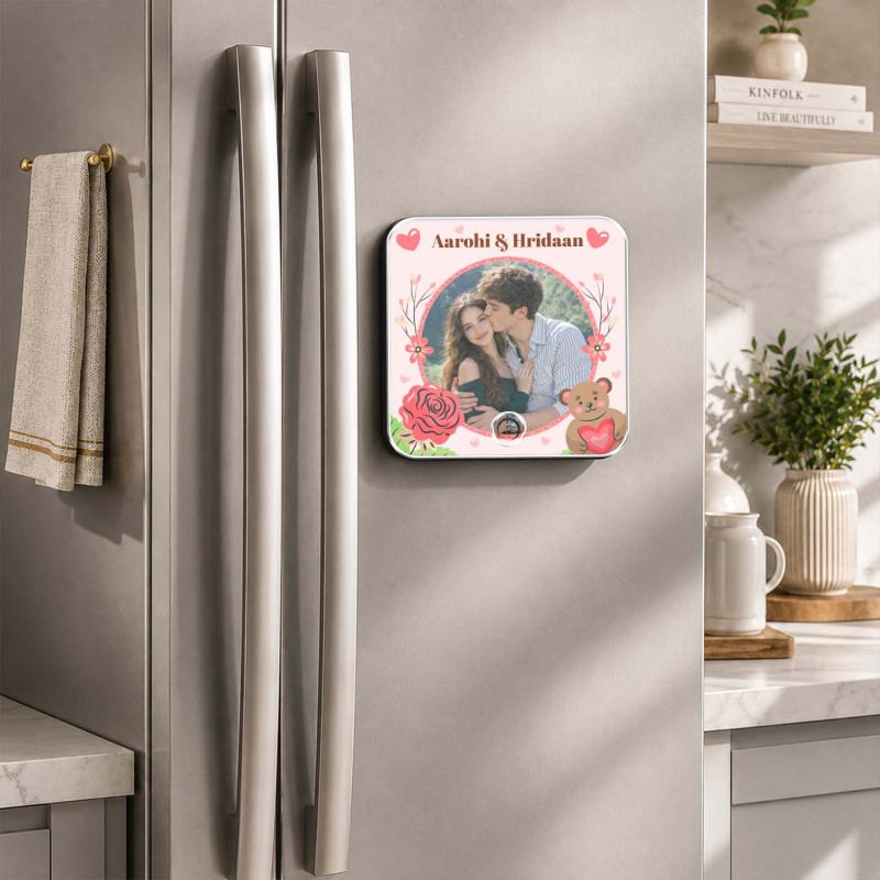 Personalized Musical Fridge Magnet with Custom Photo & Favorite Song Rechargeable Music Player Refrigerator Magnet Gift for Couples, Anniversary, Wedding, Valentine's Day, Birthday